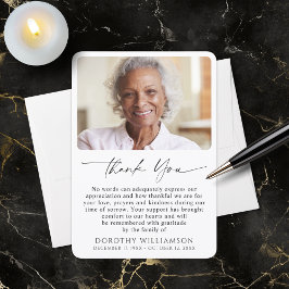 Cartão De Agradecimento Memorial Photo Elegant Script