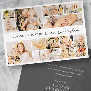 Cartão De Agradecimento Memorial Simple Minimalist Modern 10 Photo Collage