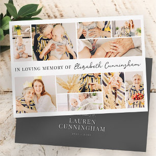 Cartão De Agradecimento Memorial Simple Minimalist Modern 10 Photo Collage