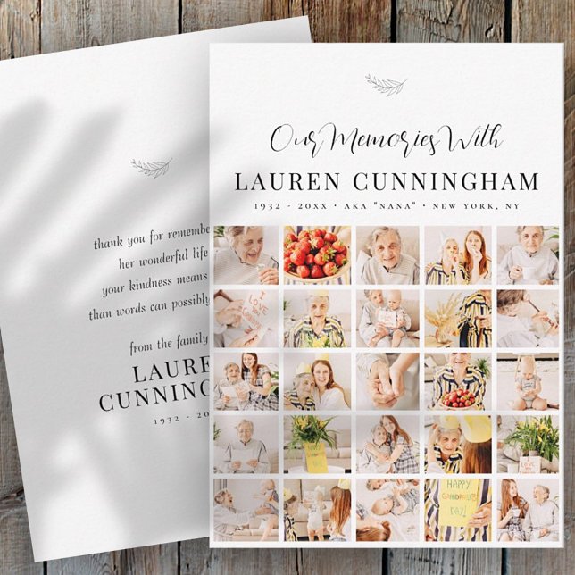 Cartão De Agradecimento Memorial Simple Modern Minimalist 25 Foto (Criador carregado)