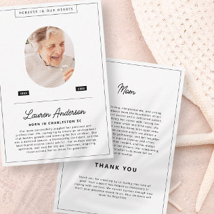 Cartão De Agradecimento Memorial Simples, Preto e Branco Minimalista Moder