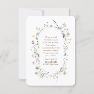 Cartão De Agradecimento Memorial Watercolor Floral e Foliage Botanicals