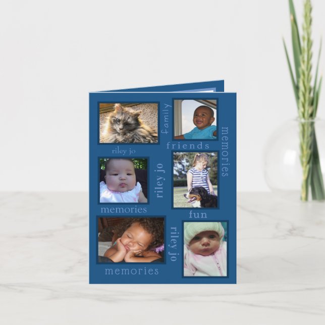 Cartão De Agradecimento Memórias Azul Clássico 6 Foto Qualquer Ocasião (Frente)