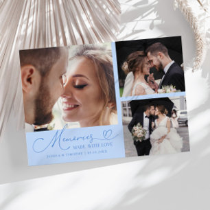 Cartão De Agradecimento Memórias Feitas Com Amor Casamento Foto Azul Gelo