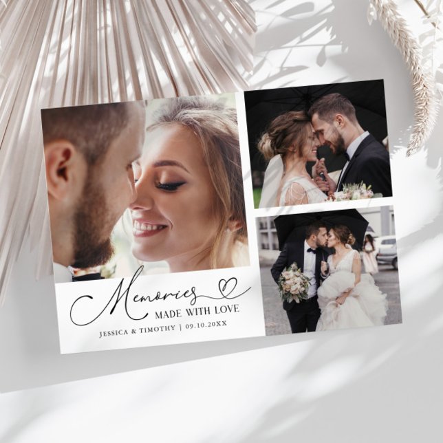 Cartão De Agradecimento Memories Made With Love Wedding White Multi Photo (Criador carregado)