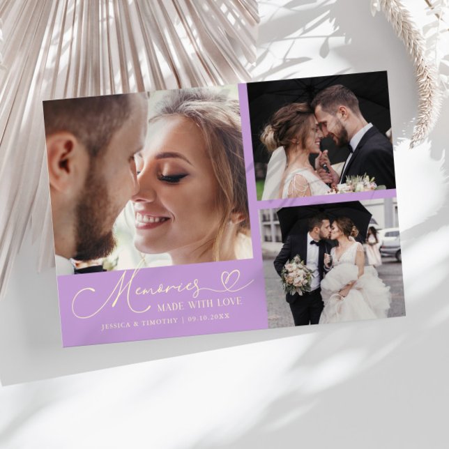 Cartão De Agradecimento Memories Made With Love Wedding Wisteria Photo (Criador carregado)