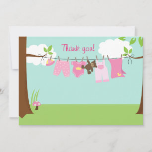 Cartão de agradecimento (menina) Baby Clothesline