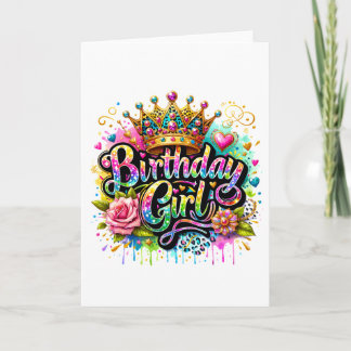 Cartão De Agradecimento Menina Colorida de Aniversário Real