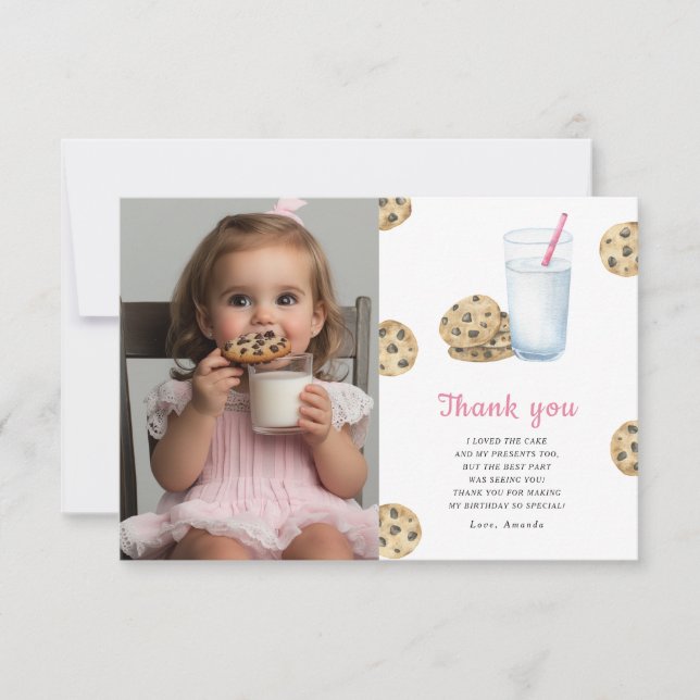 Cartão De Agradecimento Menina festa de aniversário Little Sweet Cookie ag (Frente)
