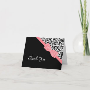 Cartão De Agradecimento Menina Leopard Imprima Arco Rosa Obrigado
