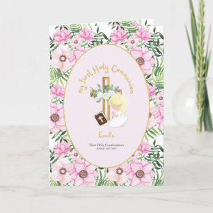 Cartão De Agradecimento Menina Loura-Lã-Justa de Primeira Comunhão Persona