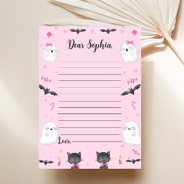 Cartão De Agradecimento Menina Spooky Halloween Cápsula Nota Mess