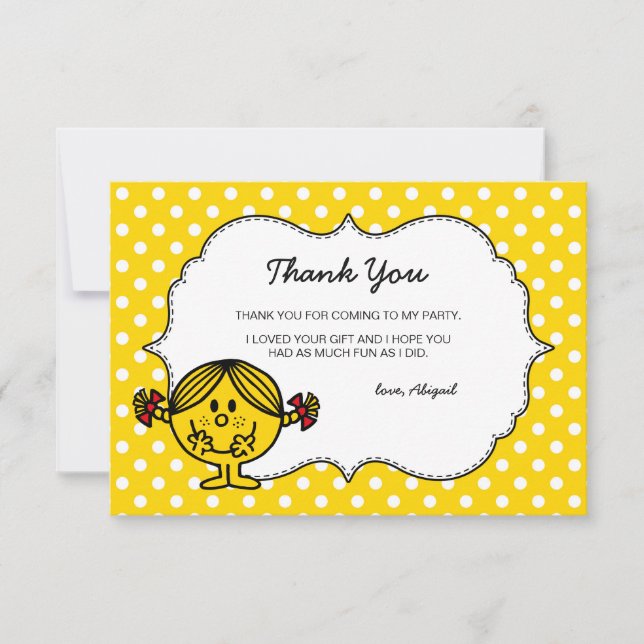 Cartão De Agradecimento Menina Sunshine | Aniversário Amarelo Obrigado (Frente)