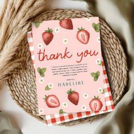 Cartão De Agradecimento Meninas Berry Primeiro Aniversário Infantil