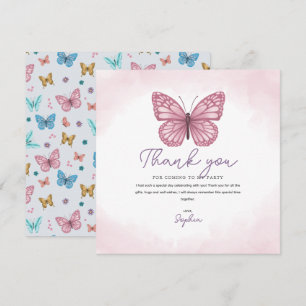 Cartão De Agradecimento Meninas Borboleta Aquarela Rosa Fofo Crianças