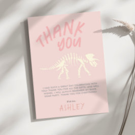 Cartão De Agradecimento Meninas Dinossauro Fóssil Aniversário Rosa Muito O