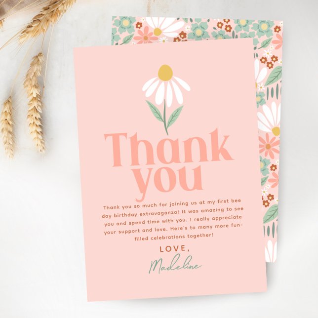 Cartão De Agradecimento Meninas Lindas Flores Silvestres Obrigada Aniversá (Criador carregado)