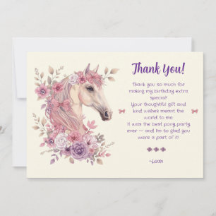 Cartão De Agradecimento Meninas Lindos Cavalinhos Floral Pastel Cavalo