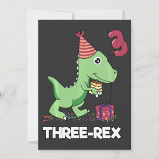 Cartão De Agradecimento Menino de 3 Anos Fazendo Aniversário Dinossauro Tr