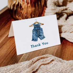 Cartão De Agradecimento Menino de Jeans Azul Chuvá de Bebê Western