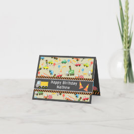 Cartão De Agradecimento Menino de Trânsito Brown.Cartão de Aniversário