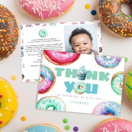 Cartão De Agradecimento Menino Donut Fofo Mensagem Personalizada Foto de A