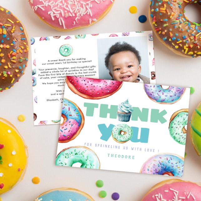 Cartão De Agradecimento Menino Donut Fofo Mensagem Personalizada Foto de A (Criador carregado)