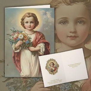 Cartão De Agradecimento Menino Jesus Vintage Floral Amizade Religiosa