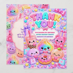 Cartão De Agradecimento Mensagem de Aniversário Squishy Arco-Íris Brilhant