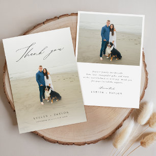Cartão De Agradecimento Mensagem de casamento com sobreposição de foto em 