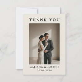 Cartão De Agradecimento Mensagem de Foto de Casamento de Inverno Minimalis