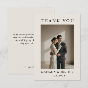 Cartão De Agradecimento Mensagem de Foto de Casamento de Inverno Minimalis