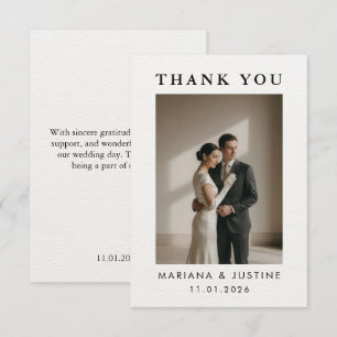 Cartão De Agradecimento Mensagem de Foto de Casamento de Inverno Minimalis