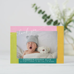 Cartão De Agradecimento Mensagem de Foto do Bebê Dois com Formas Coloridas