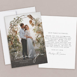 Cartão De Agradecimento Mensagem de Foto Personalizada para Casamento Eleg