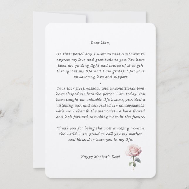 Cartão De Agradecimento Mensagem de parabéns para a mamãe Happy Dia de as  (Frente)