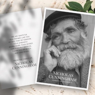 Cartão De Agradecimento Mensagem e Foto Simples Simples do Memorial Funera