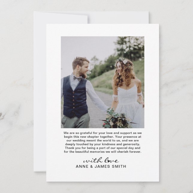 Cartão De Agradecimento Mensagem Editável de Colagem de Fotos de Script de (Verso)