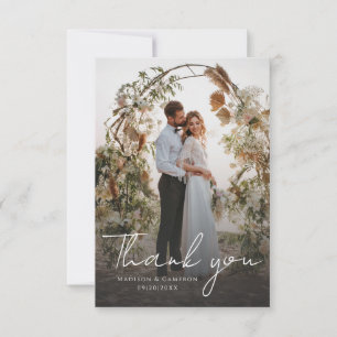 Cartão De Agradecimento Mensagem Personalizada de Foto de Casamento Elegan