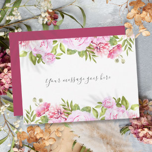 Cartão De Agradecimento Mensagem Personalizada de Verde rosa Garden