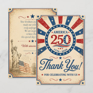 Cartão De Agradecimento Mensagem Personalizada Vintage América 250 1776–20