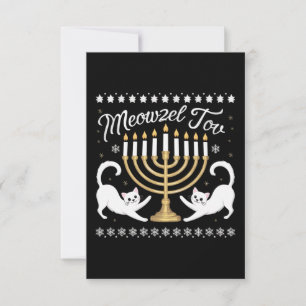 Cartão De Agradecimento Meowzel Tov Chanukah Hanukkah Suéter Feio Engraçad