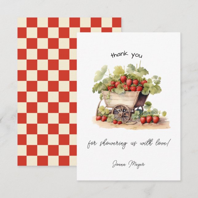 Cartão De Agradecimento Mercado local de morangos agrícolas (Frente/Verso)