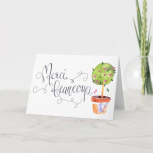 Cartão De Agradecimento Merci Beaucoup Heart Topiary Greeting Card