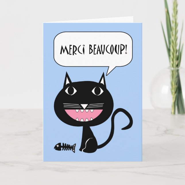 Cartão De Agradecimento Merci Beaucoup, Obrigados para Janto em francês (Frente)