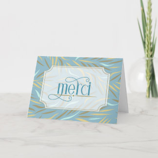 Cartão De Agradecimento Merci French Earthy Blue Botanic
