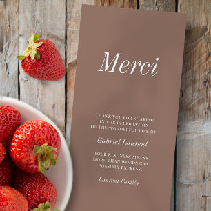 Cartão De Agradecimento Merci French Modern Typografia Memorial Obrigado