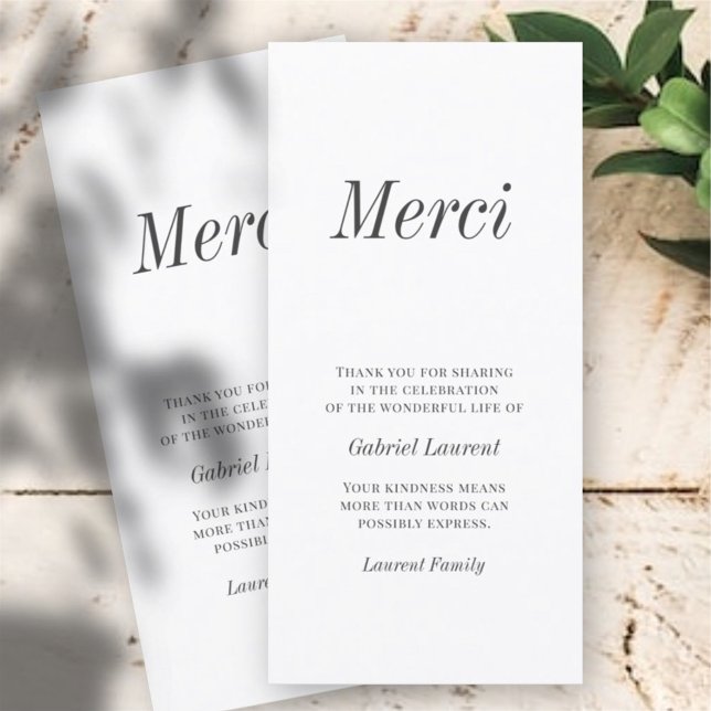 Cartão De Agradecimento Merci French Modern Typografia Memorial Obrigado (Criador carregado)