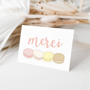 Cartão De Agradecimento Merci Pastel French Macarons Thank You