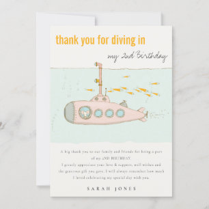 Cartão De Agradecimento Mergulho Em Submarino Submarino De Qualquer Idade